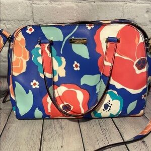Kate Spade Blue and Orange Floral Crossbody Bag